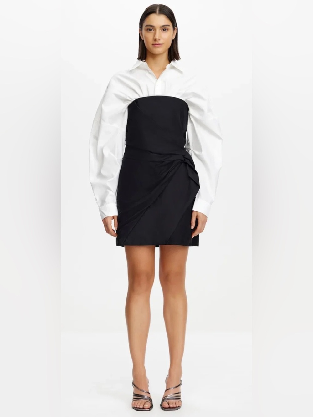 NWT Acler Hinksford Black White Mini Long Sleeve Dress AU 8 US 4